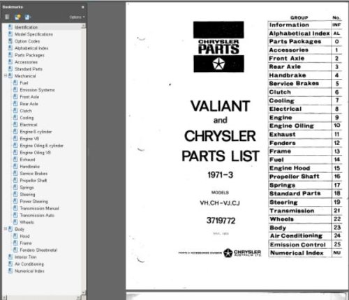 Product picture CHRYSLER VALIANT VJ VH CHARGER CH CJ PARTS BOOK