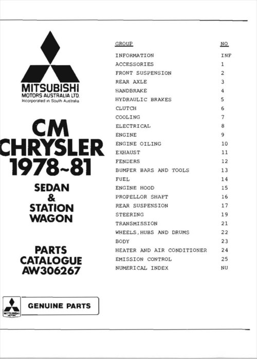 Product picture CHRYSLER VALIANT CM PARTS BOOK 1978-1981